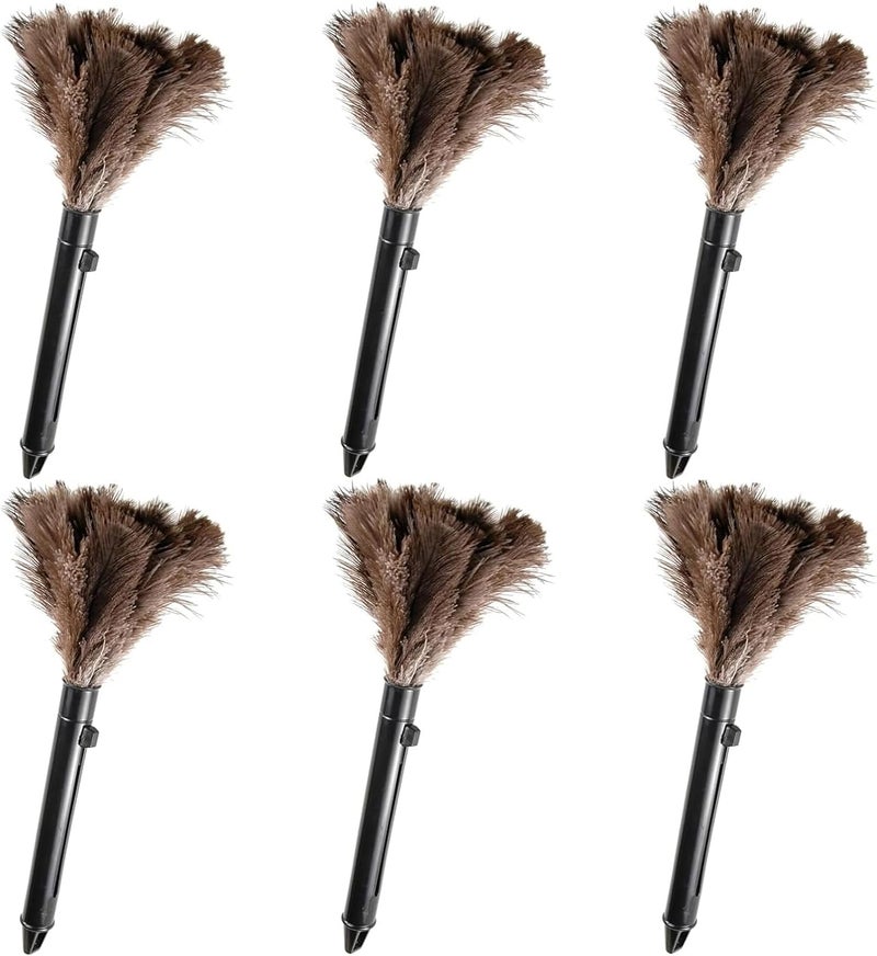 FeelfunFeather Retractable Feather Duster-Genuine Ostrich Feathers,Anti-Static,Reusable Eco-Friendly Handheld Cleaning for Keyboard,Home,Car,Office(10 to 15 Inches) 6 Pack - Image 1